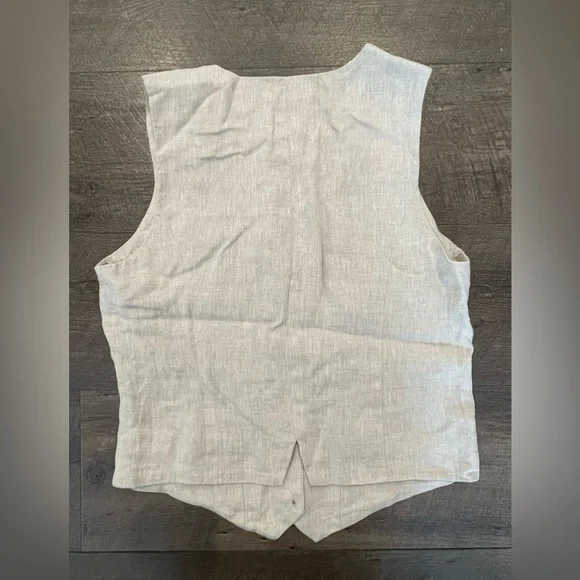 Madewell Women’s Single Breasted Vest 100% Linen Size 0 NWT - Picture 3 of 6